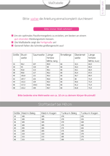 ebook Kleid/ Tunika Tessa | Größe 32-48 DIn A4 PDF zum download Maßtabelle
