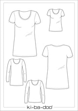 ebook Basic T-Shirt/ Tunika Damen | Größe 32-58 DIN A4 PDF zum download Schnittskizze