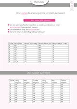 ebook Kleid Lilly | Größe 32-48 DIN A4 PDF zum downlaod Maßtabelle