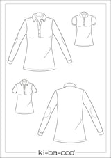 kibadoo Papierschnitt Poloshirt Damen Schnittskizze