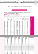 ebook Mix&Match Sweatjacke Damen | Größe 32-58 DIN A4 PDF zum downlaod Maßtabelle