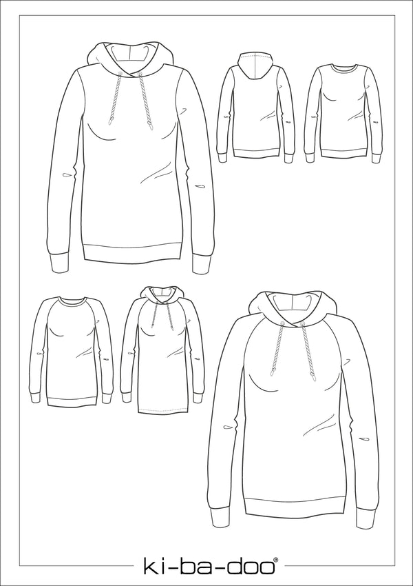 Papierschnitt Mix&Match Sweater Damen | Größe 32-58 Schnittskizze