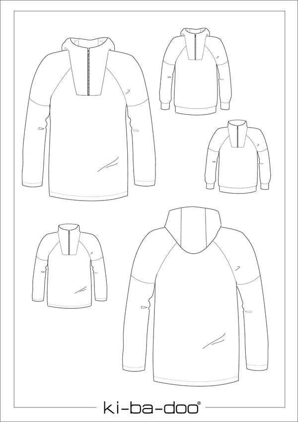 ebook Sweatshirt/Troyer PAdina | Größe XS-XXXXL DIN A4 PDF zum downlaod Schnittskizze