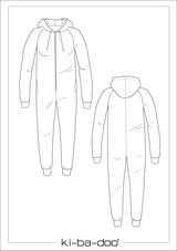 ebook Raglan Jumpsuit Damen | Größe 32-48 DIN A4 PDF zum download Schnittskizze