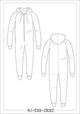 Kibadoo Papierschnittmuster Schnittskizze Basic Raglan Jumpsuit Kinderebook Raglan Jumpsuit Kinder | Größe 86-164 DIN A4 PDF zum download Schnittskizze