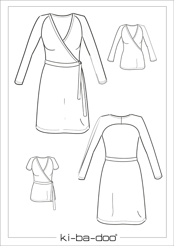 ebook Basic Raglan-Wickelkleid/-Shirt Damen | Größe 32-48 Schnittskizze